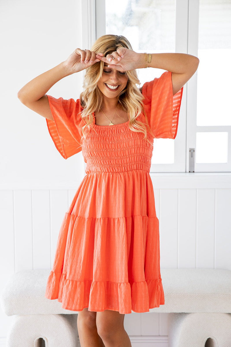 The Evelia Dress - Sunny Peach