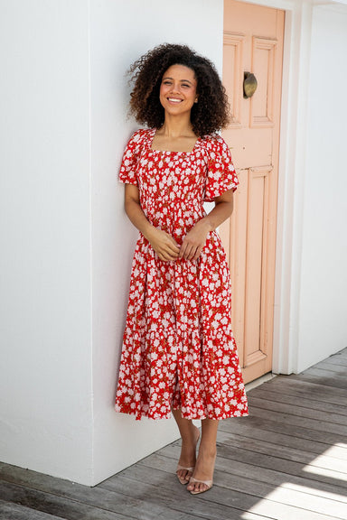 The Feliz Dress - Poppy Red - Sparrow & Finch Boutique