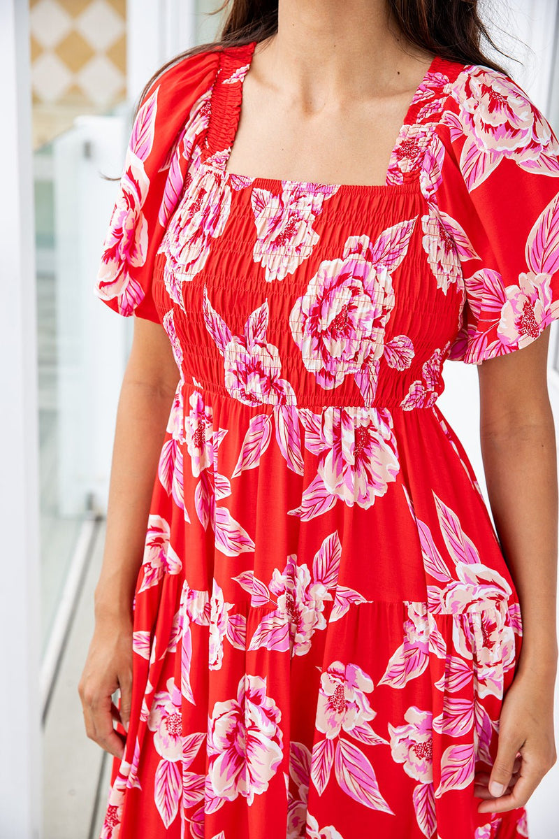The Feliz Dress - Red Garden