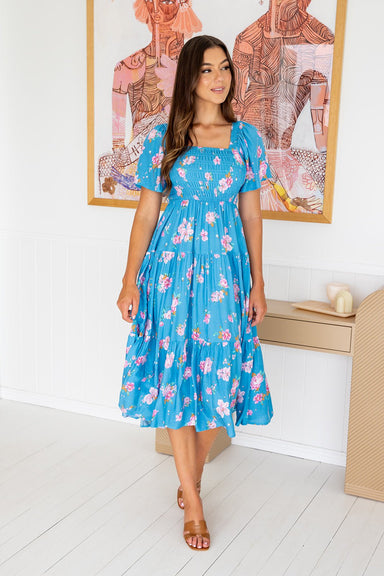 The Feliz Dress - Teal Garden - Sparrow & Finch Boutique