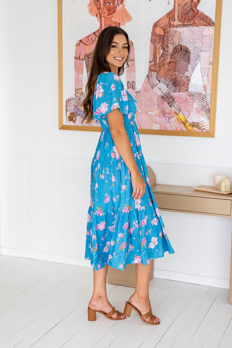 The Feliz Dress - Teal Garden