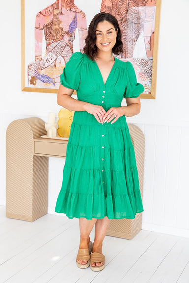 The Freya Dress - Shamrock Green - Sparrow & Finch Boutique