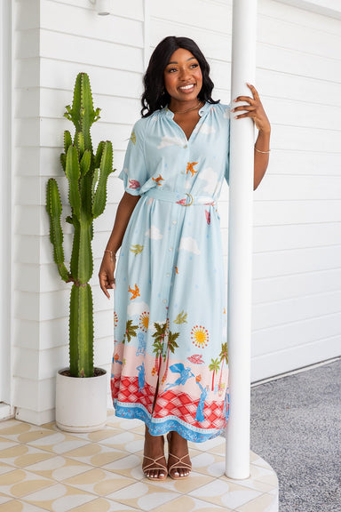 The Halo Dress - Blue Aurora - Sparrow & Finch Boutique