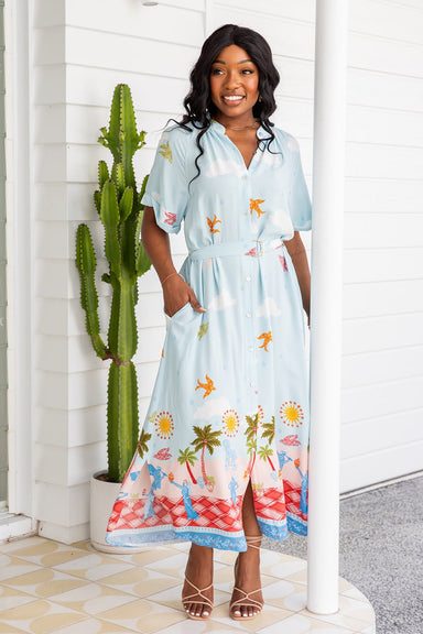 The Halo Dress - Blue Aurora - Sparrow & Finch Boutique