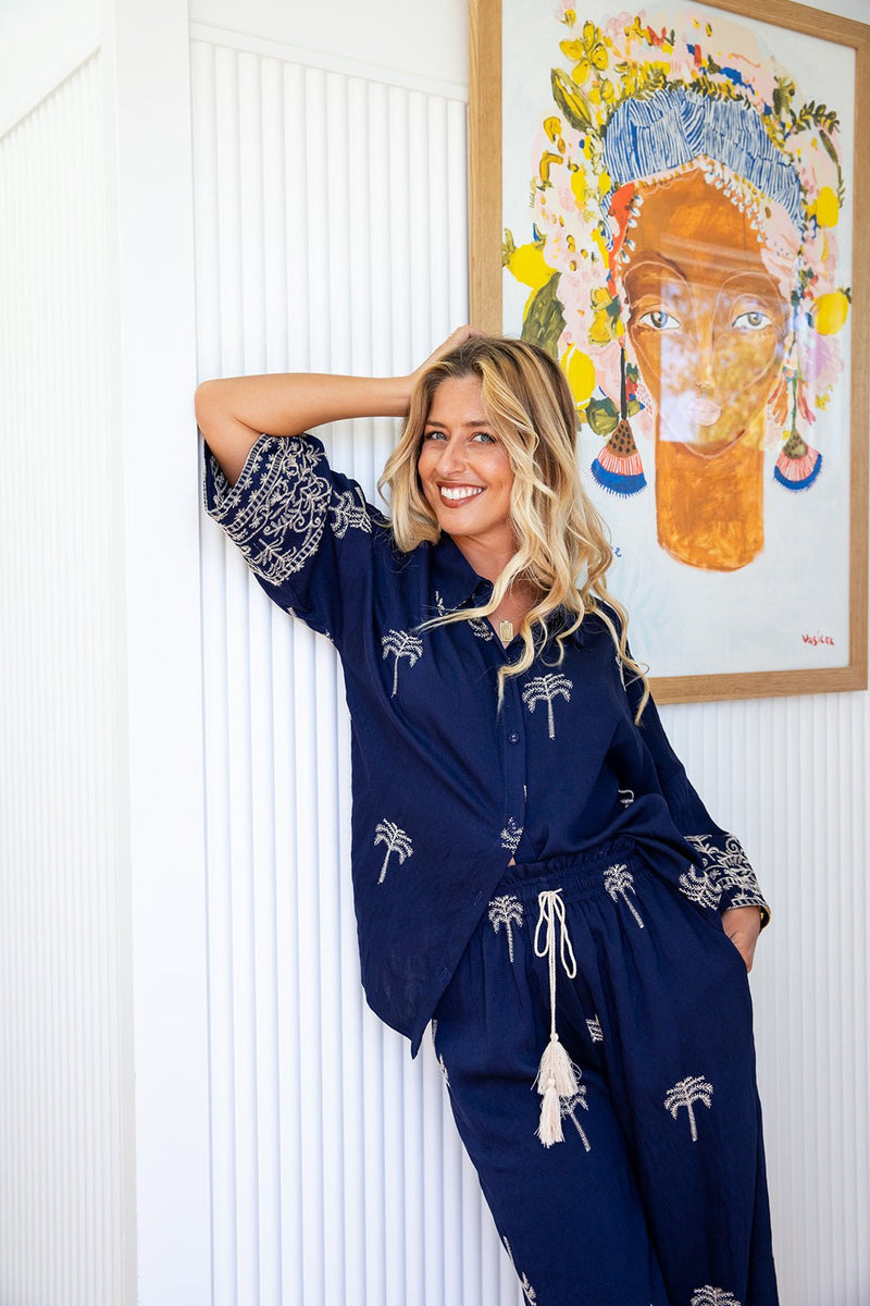 The Ireena Shirt - Blue Palm Majesta