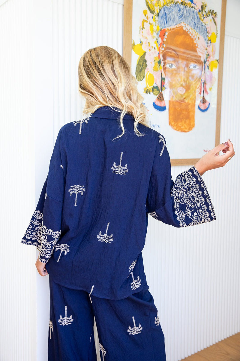 The Ireena Shirt - Blue Palm Majesta