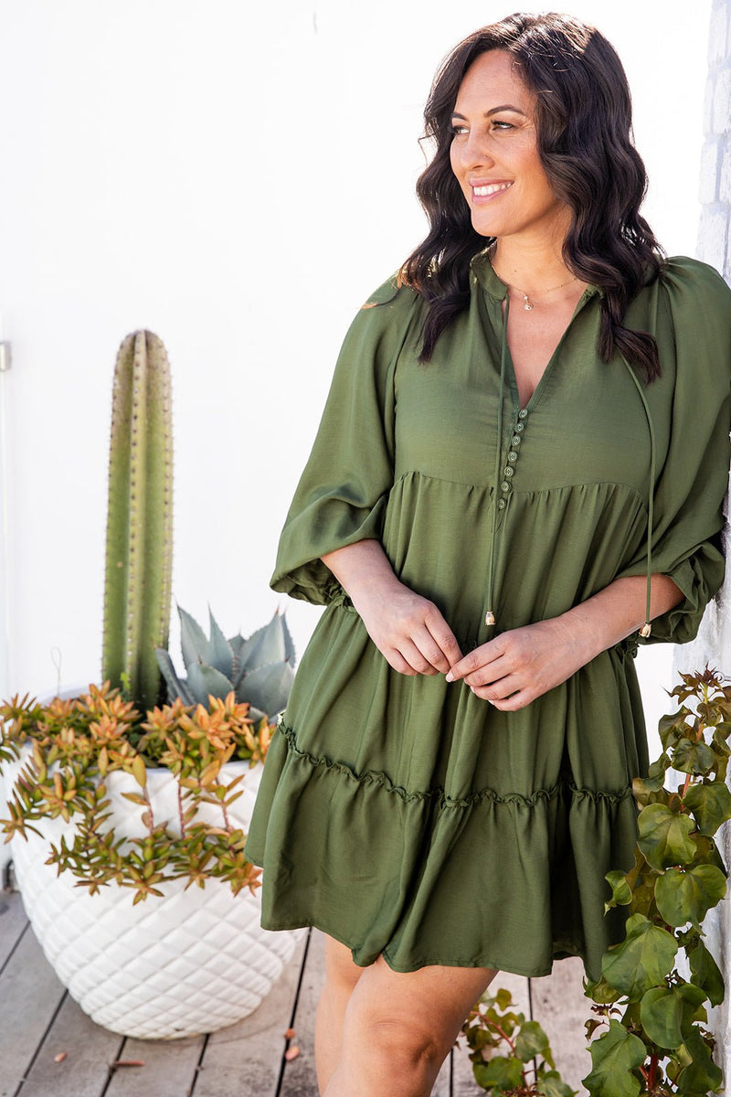 The Karlie Dress - Khaki Green