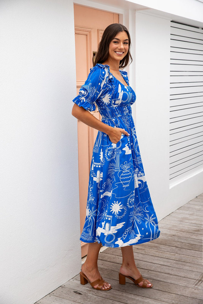 The Lanai Dress - Greek Blue