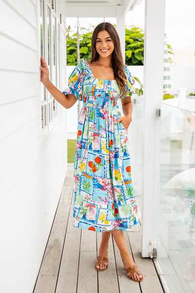 The Lanai Dress - Santorini Blue - Sparrow & Finch Boutique