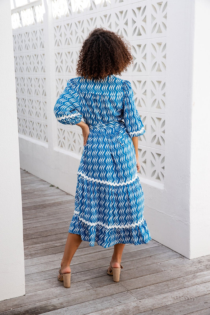 The Lilith Dress - Rippled Blue
