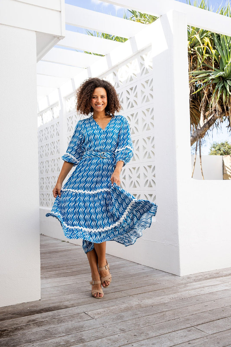 The Lilith Dress - Rippled Blue