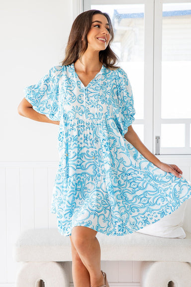 The Lopaz Dress - Portofino Blue - Sparrow & Finch Boutique