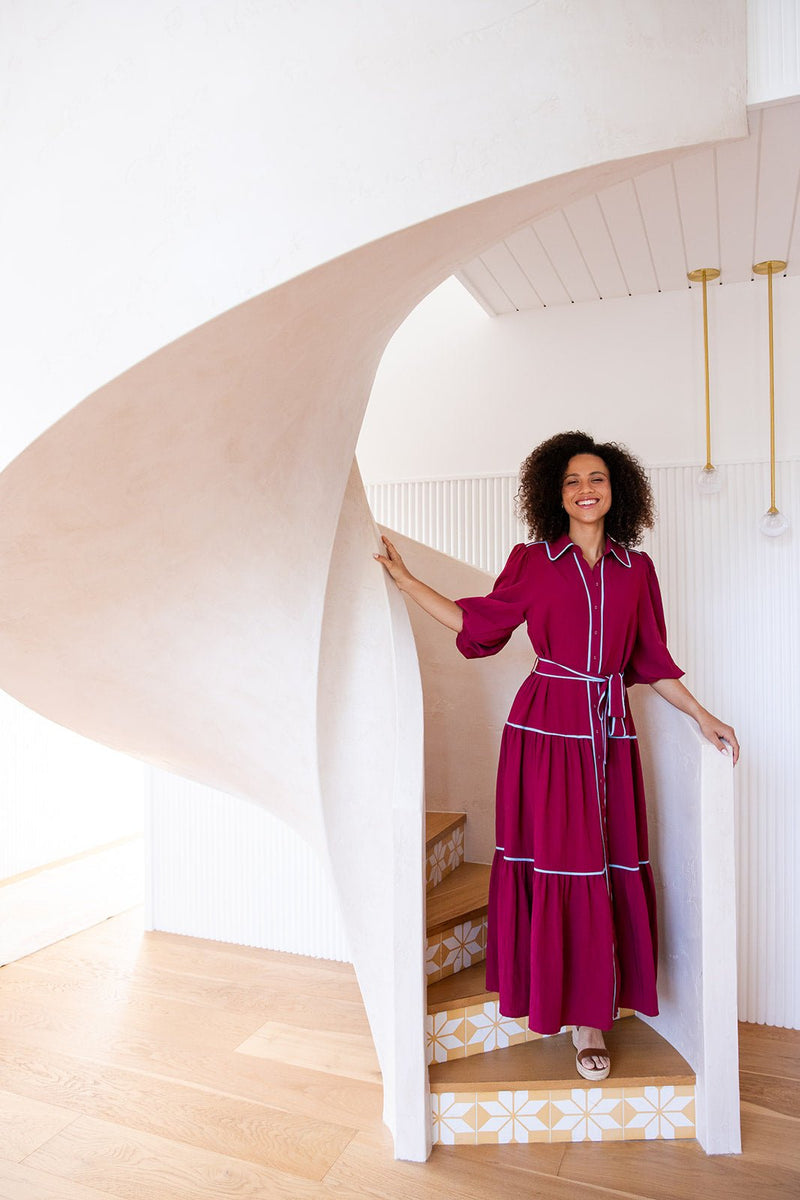 The Luciana Dress - Wineberry