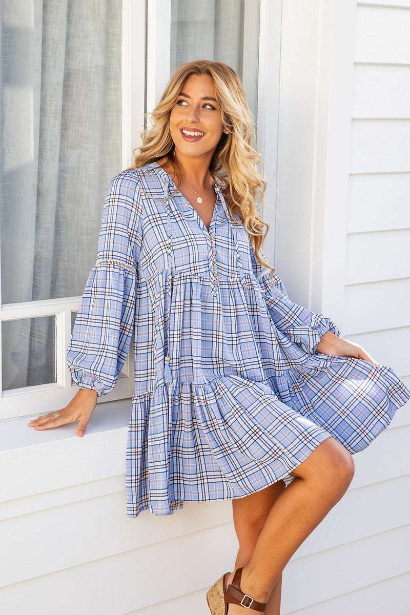 The Natalie Dress - Blue Plaid