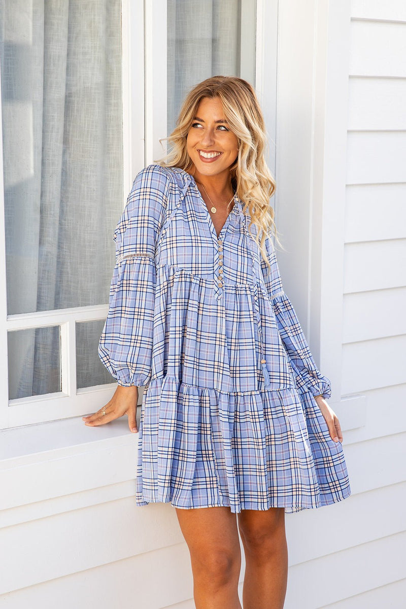 The Natalie Dress - Blue Plaid