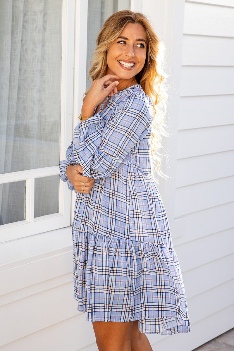 The Natalie Dress - Blue Plaid