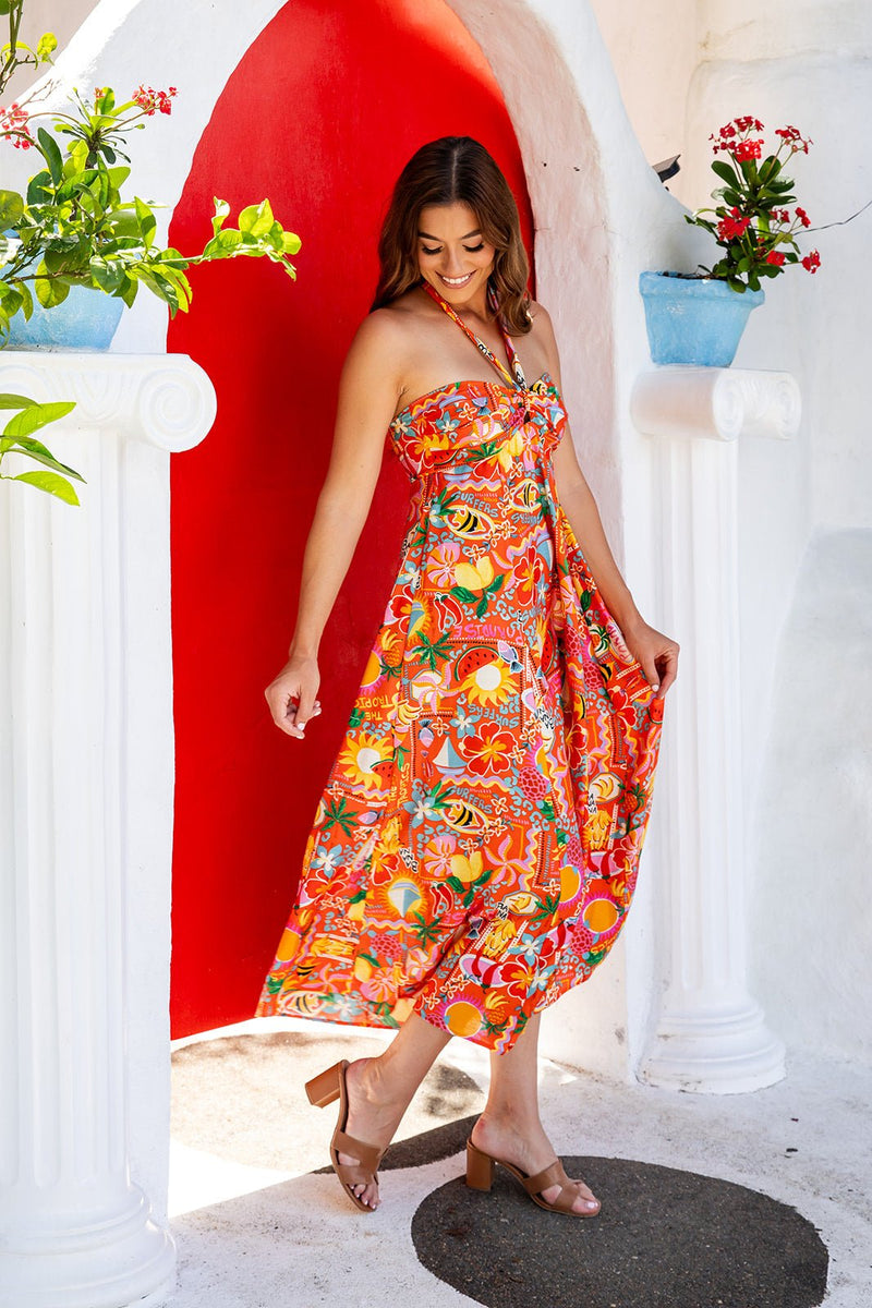 The Nyla Dress - Sunset Tropics