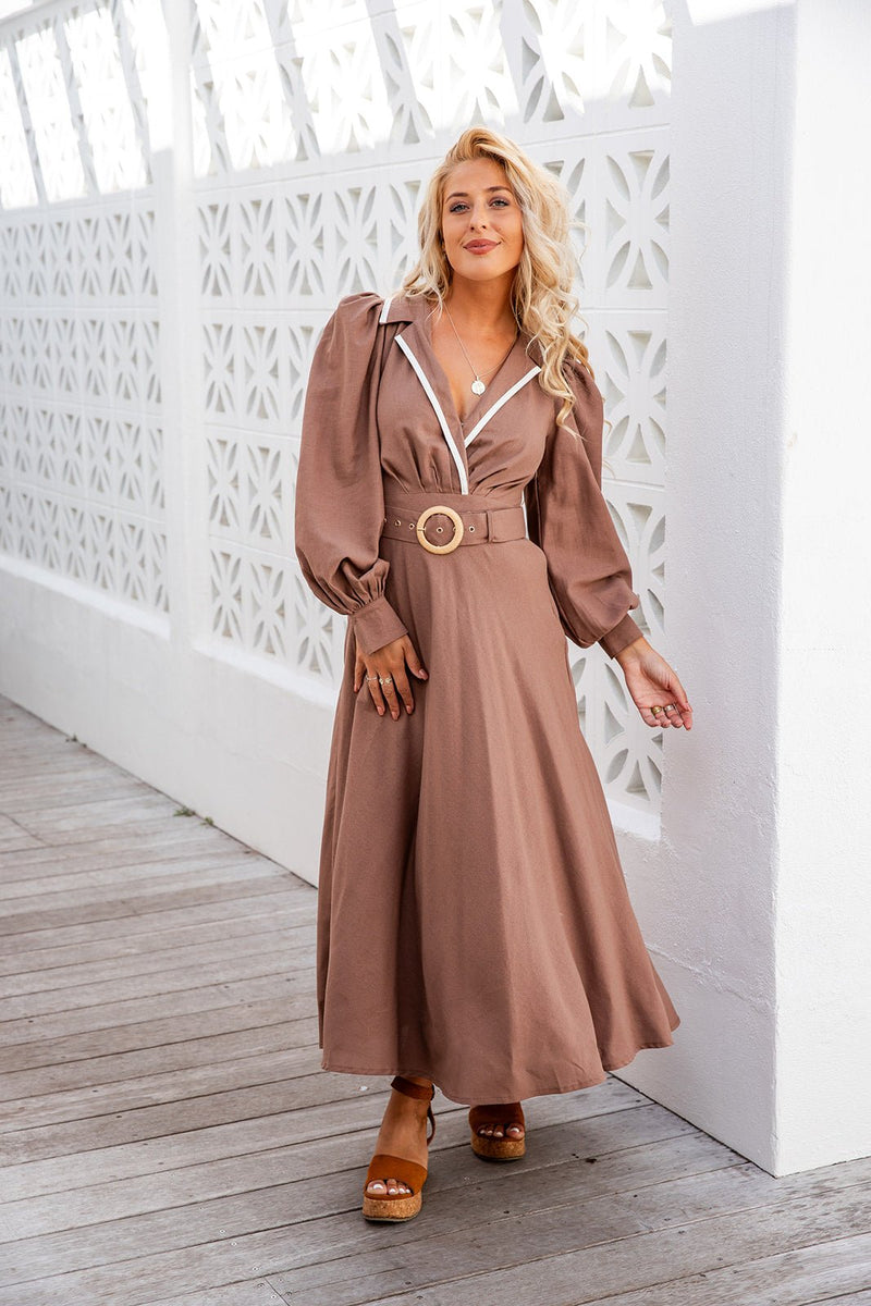 The Oriana Dress - Brown