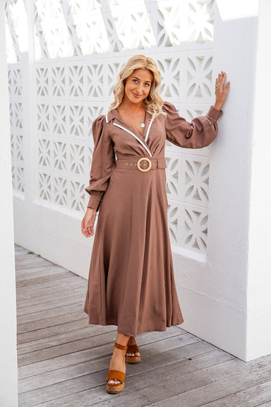 The Oriana Dress - Brown - Sparrow & Finch Boutique