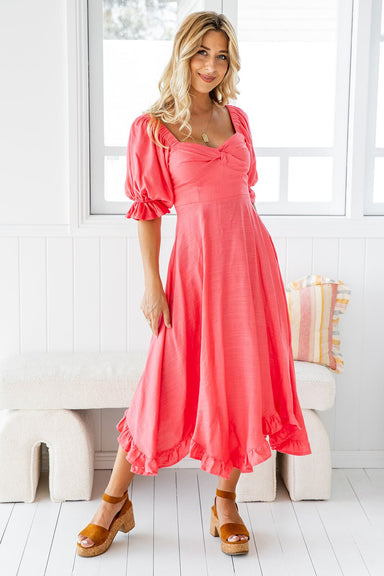 The Palmer Dress - Brink Pink - Sparrow & Finch Boutique