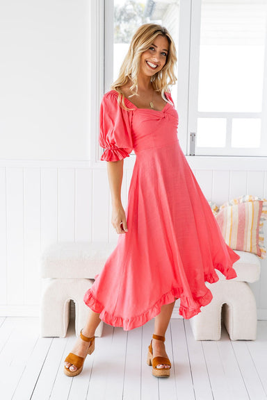 The Palmer Dress - Brink Pink - Sparrow & Finch Boutique