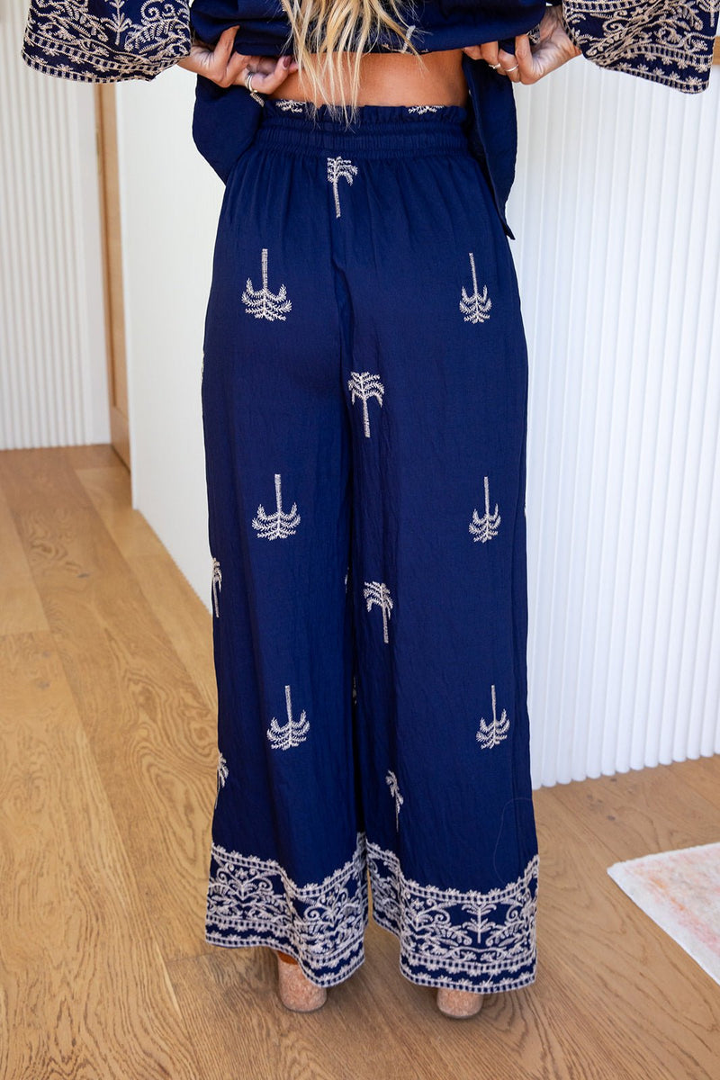 The Petia Pants - Blue Palm Majesta