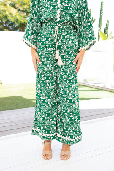 The Petia Pants - Emerald Maze - Sparrow & Finch Boutique