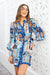 The Positano Dress - Blue Deco - Sparrow & Finch Boutique