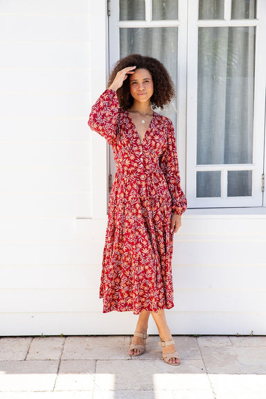 The Rina Dress - Burgundy Bloom - Sparrow & Finch Boutique
