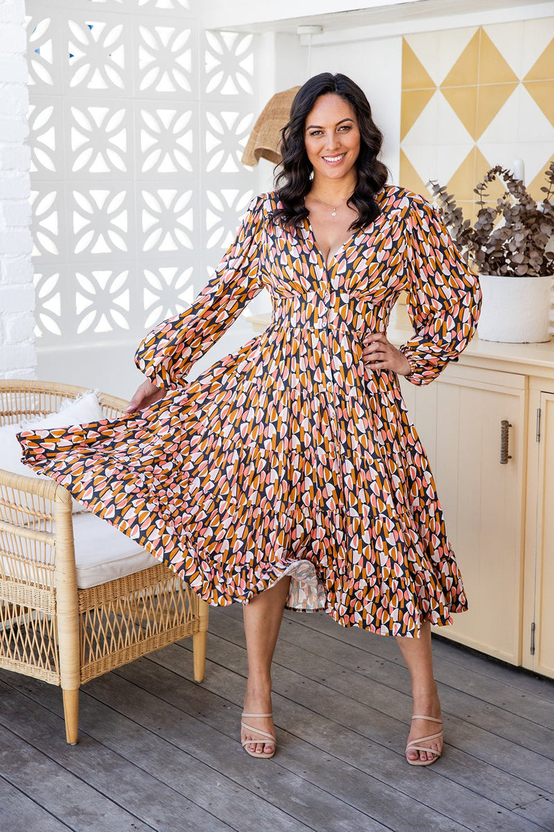 The Rina Dress - Coral Kaleidoscope