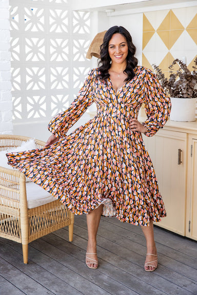 The Rina Dress - Coral Kaleidoscope - Sparrow & Finch Boutique