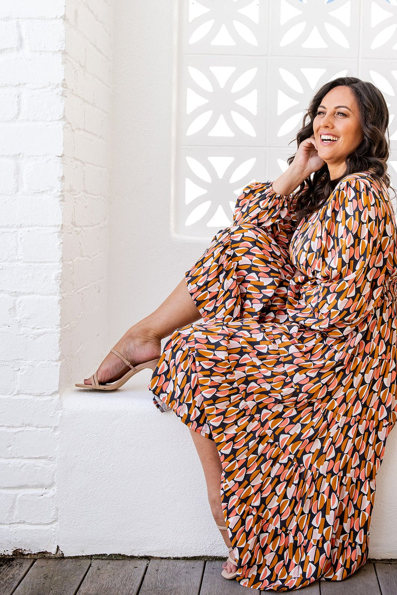 The Rina Dress - Coral Kaleidoscope