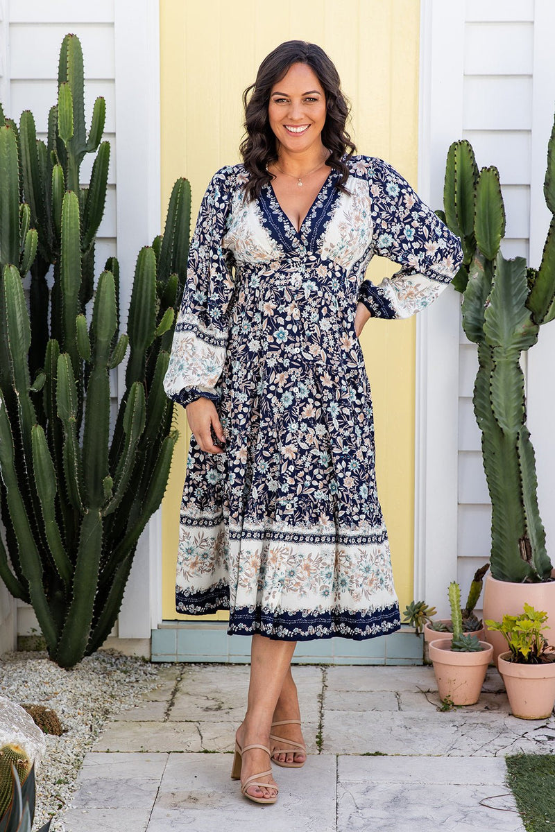 The Rina Dress - Dark Navy Floral