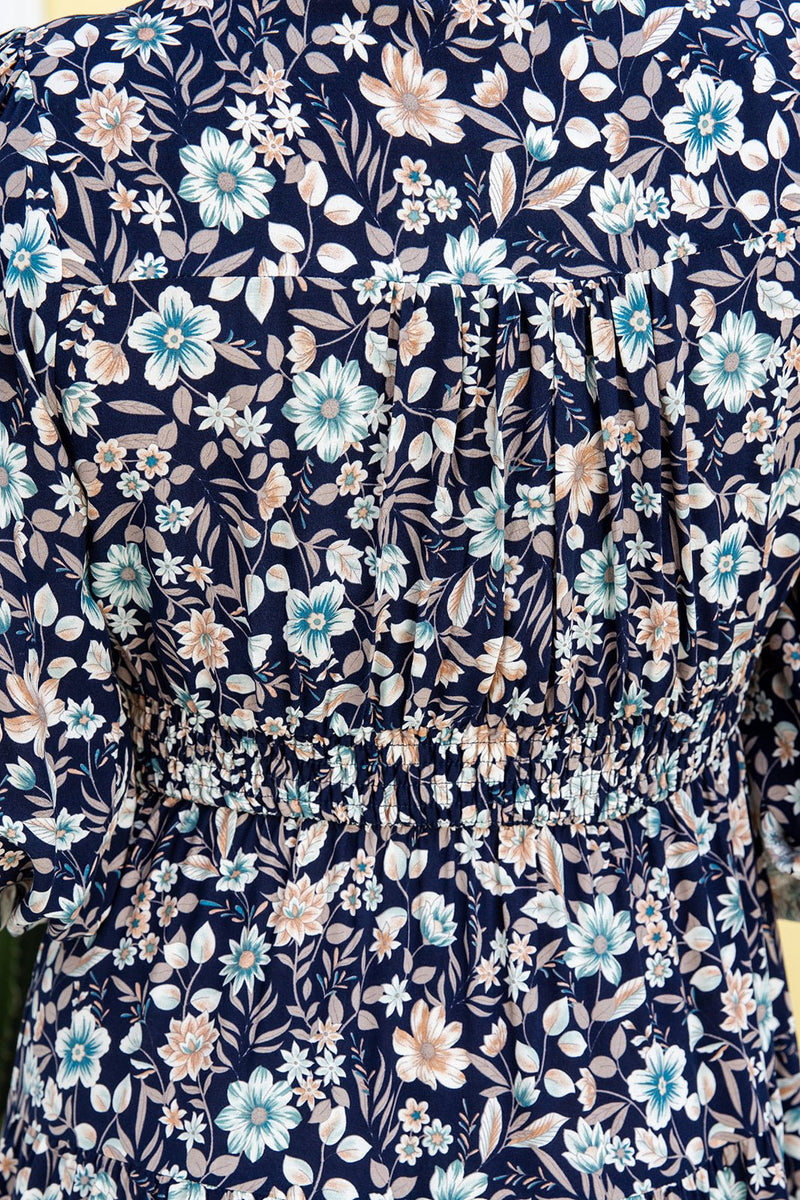 The Rina Dress - Dark Navy Floral