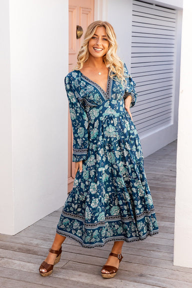 The Rina Dress - Dark Teal - Sparrow & Finch Boutique