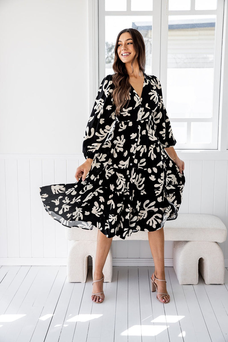 The Rina Dress - Dark Tropical