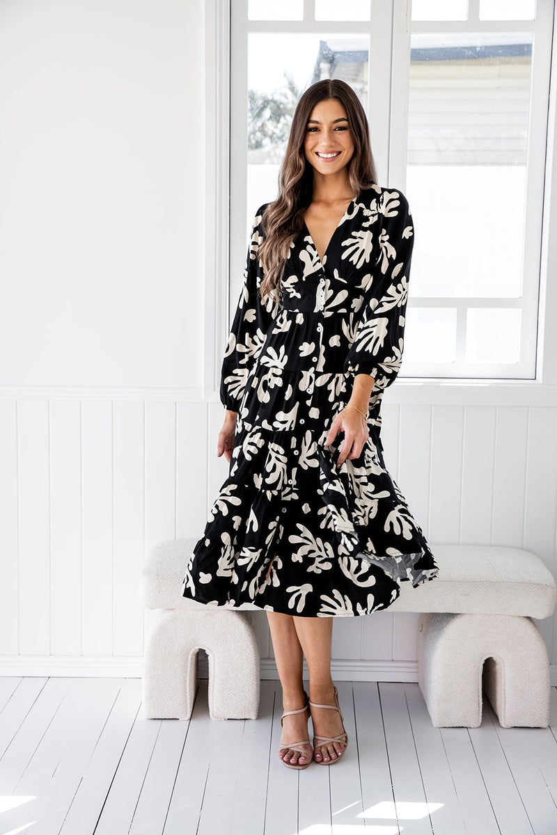 The Rina Dress - Dark Tropical