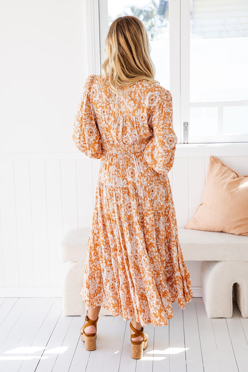 The Rina Dress - Floral Orange