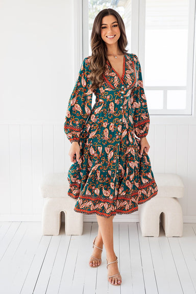 The Rina Dress - Regal Green - Sparrow & Finch Boutique