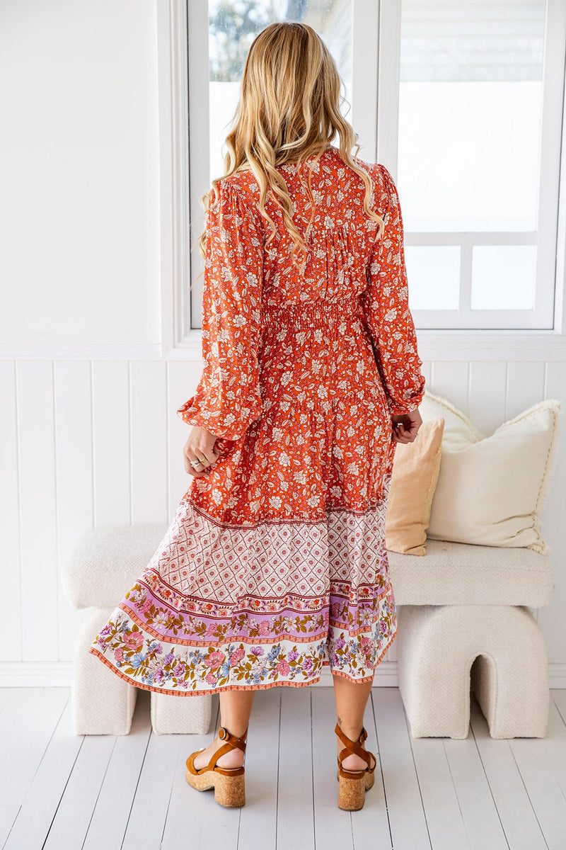 The Rina Dress - Tangerine Garden