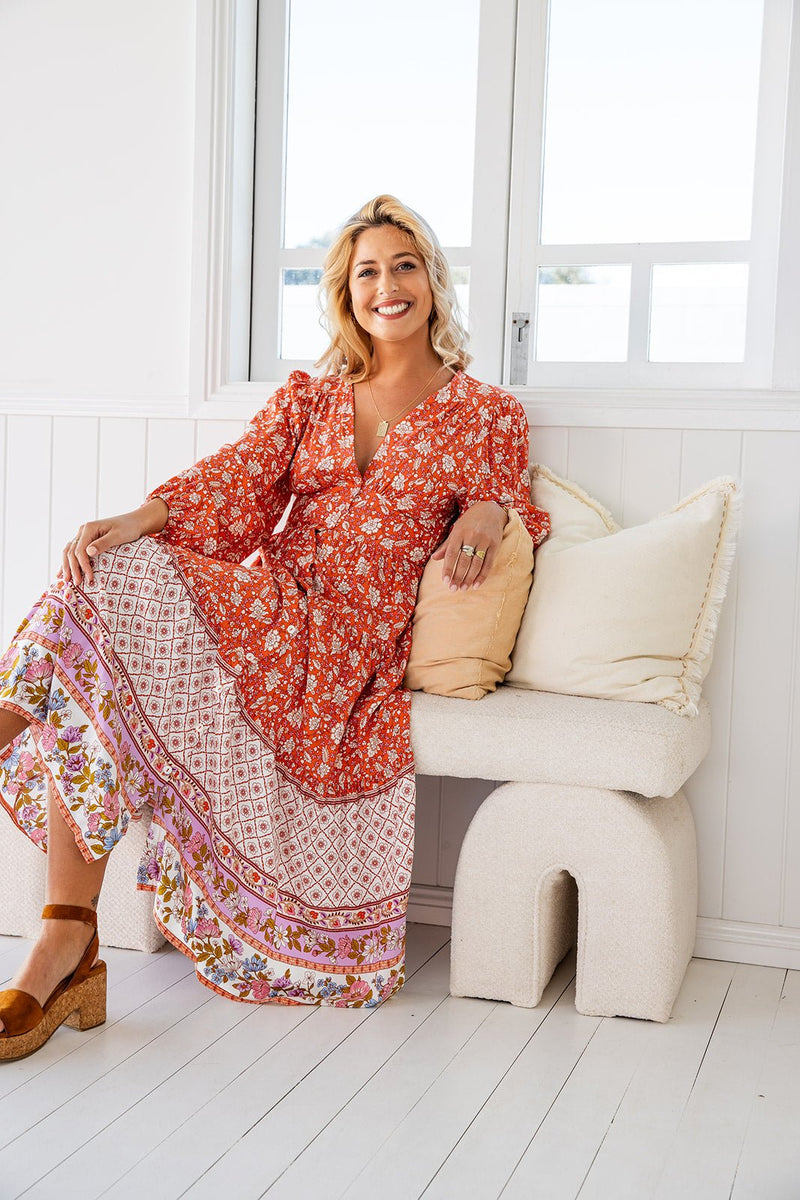 The Rina Dress - Tangerine Garden