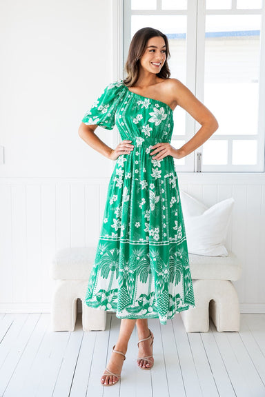 The Samaya Dress - Tropical Green - Sparrow & Finch Boutique