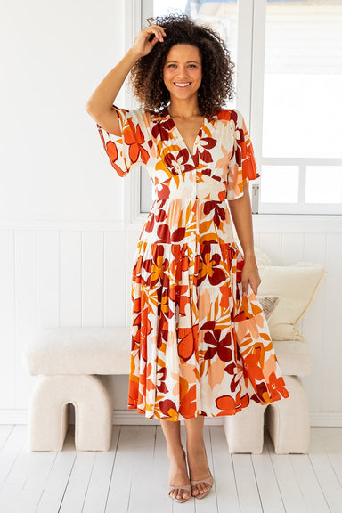 The Sienna Dress - Orange Mocha - Sparrow & Finch Boutique