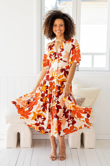 The Sienna Dress - Orange Mocha - Sparrow & Finch Boutique