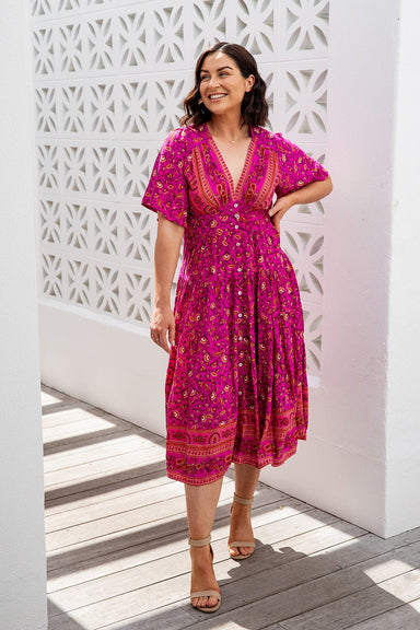 The Sienna Dress - Royal Fuchsia - Sparrow & Finch Boutique