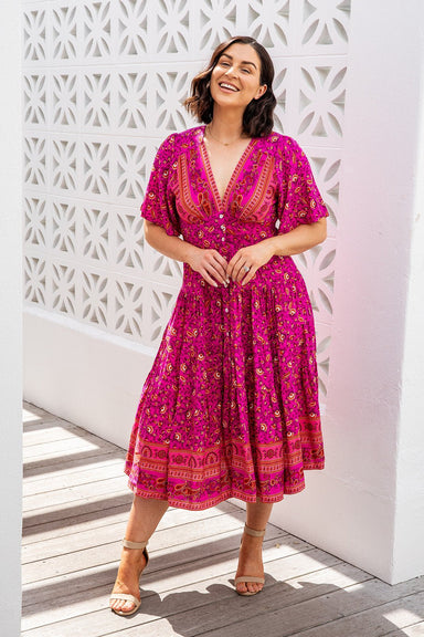 The Sienna Dress - Royal Fuchsia - Sparrow & Finch Boutique