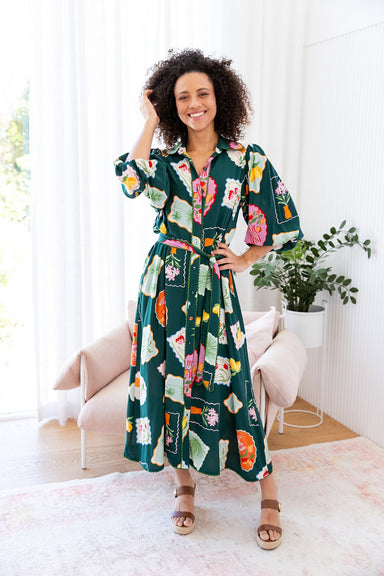 The Sophia Dress - Flora Verde - Sparrow & Finch Boutique