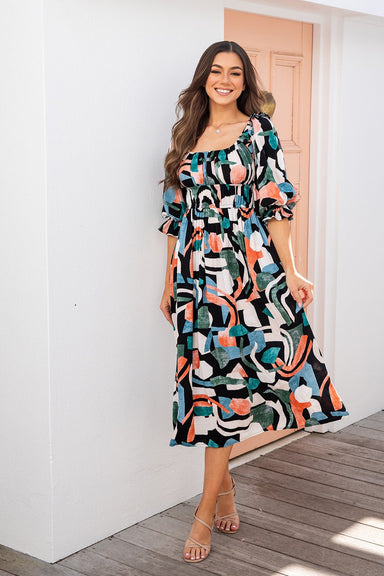 The Valara Dress - Watercolour - Sparrow & Finch Boutique