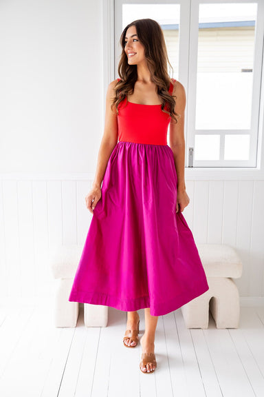 The Vesta Dress - Fuchsia - Sparrow & Finch Boutique