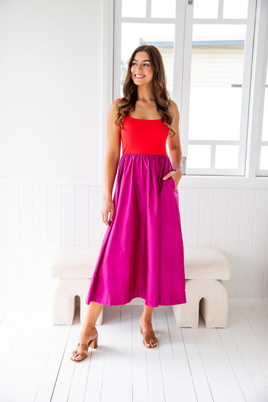 The Vesta Dress - Fuchsia - Sparrow & Finch Boutique